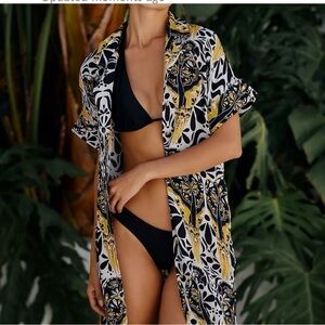 Anthropologie Black and Gold Patterned Dress